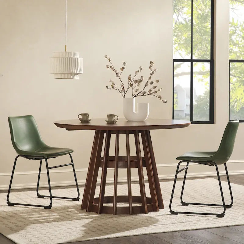 48 inch Round Slatted Wood Dining Table