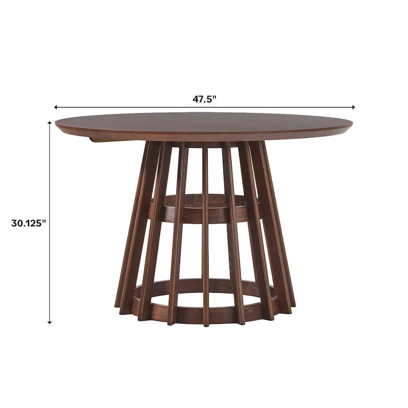 48 inch Round Slatted Wood Dining Table