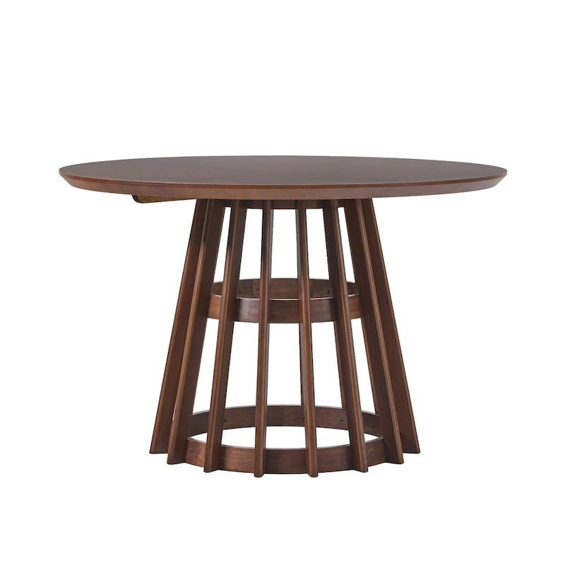 48 inch Round Slatted Wood Dining Table