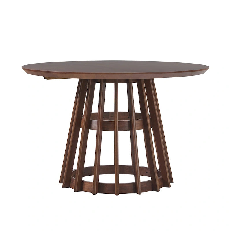 48 inch Round Slatted Wood Dining Table