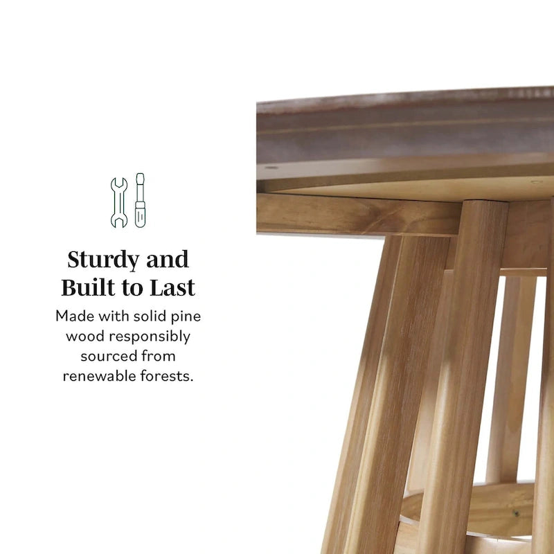48 inch Round Slatted Wood Dining Table