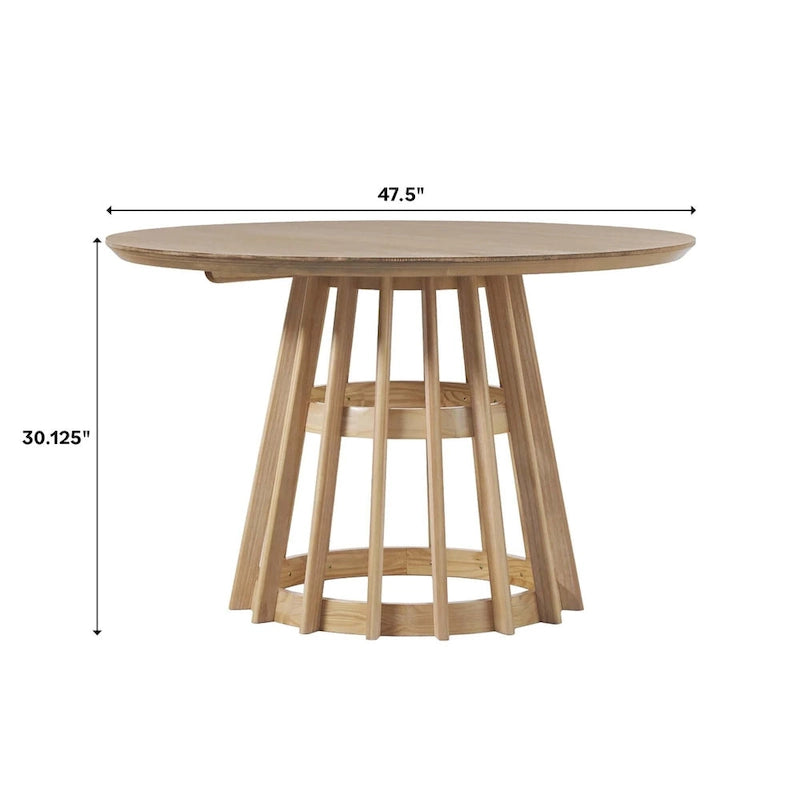 48 inch Round Slatted Wood Dining Table