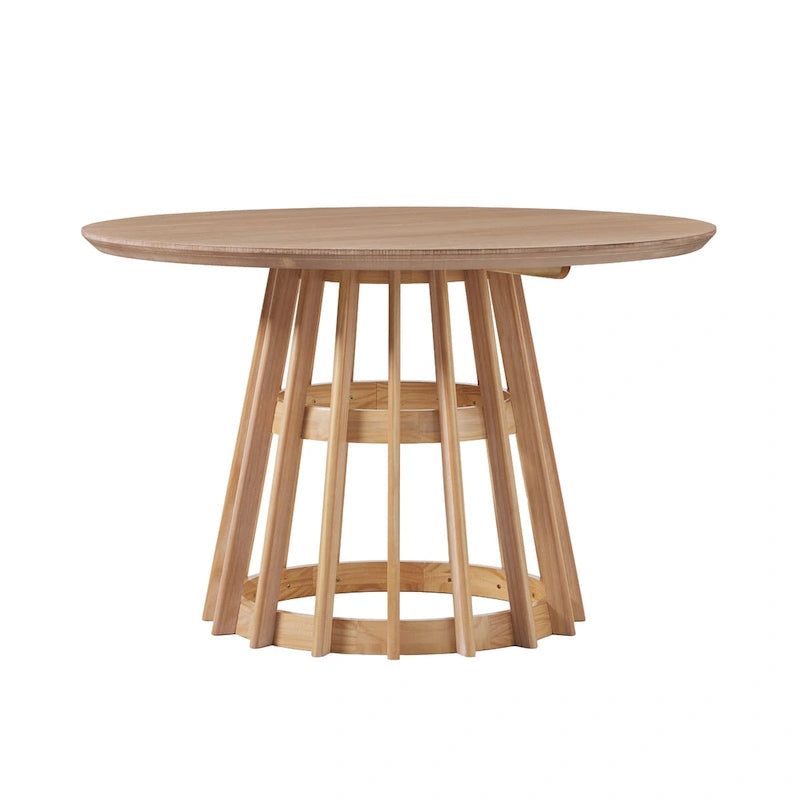 48 inch Round Slatted Wood Dining Table