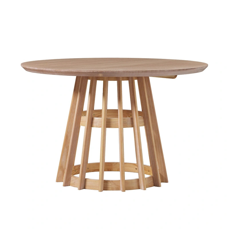 48 inch Round Slatted Wood Dining Table