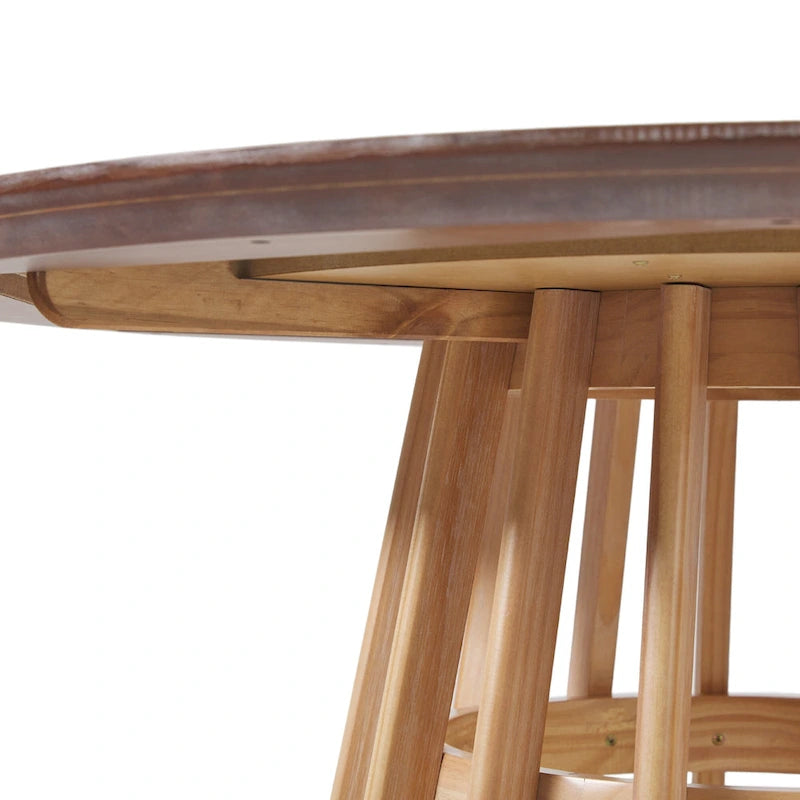 48 inch Round Slatted Wood Dining Table