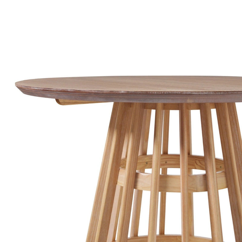 48 inch Round Slatted Wood Dining Table