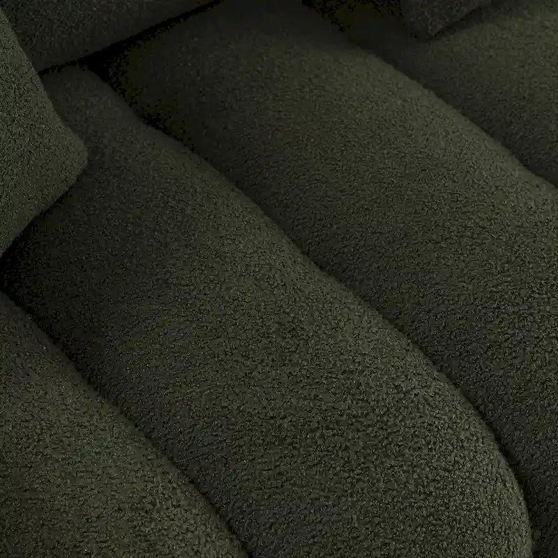 Green Teddy Upholstered 3-Seater Sofa with Back Pillows and Solid Wood Frame