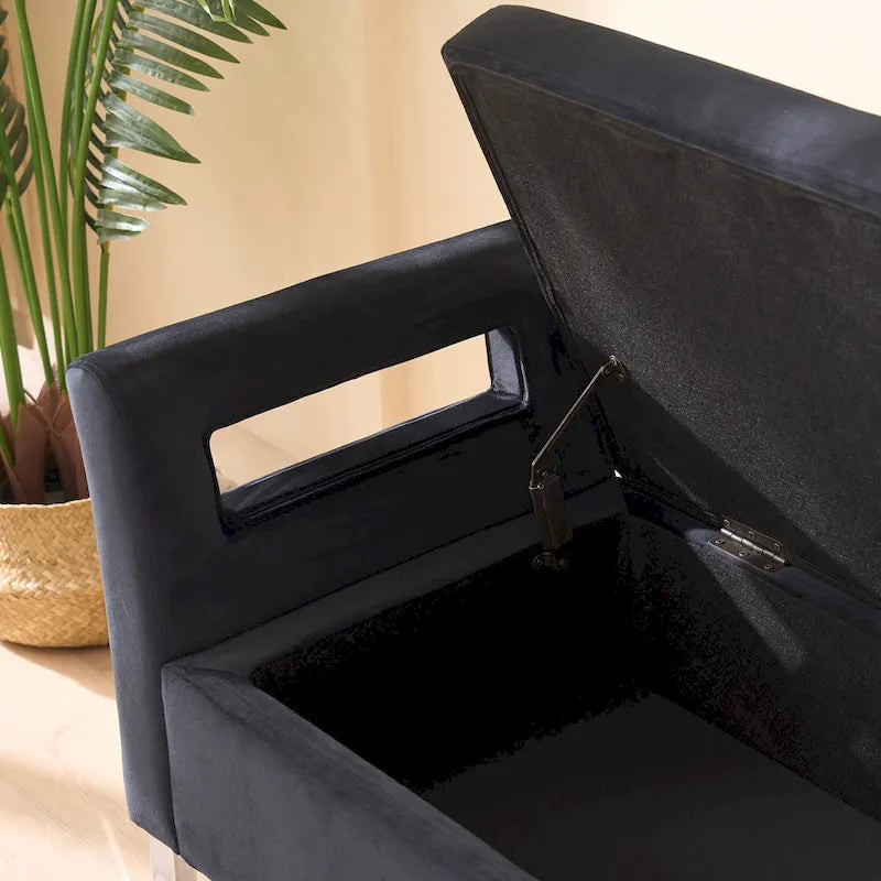 67.91" Wide Velvet Storage Bench with Armrests