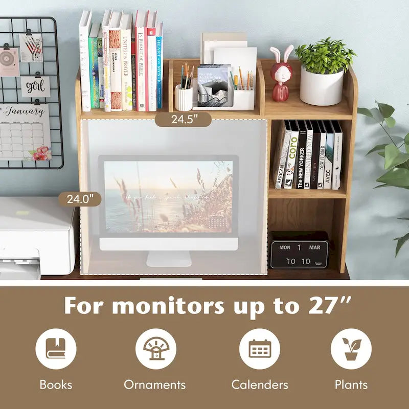 Desk Bookshelf Desktop Storage Organizer Display Shelf Rack