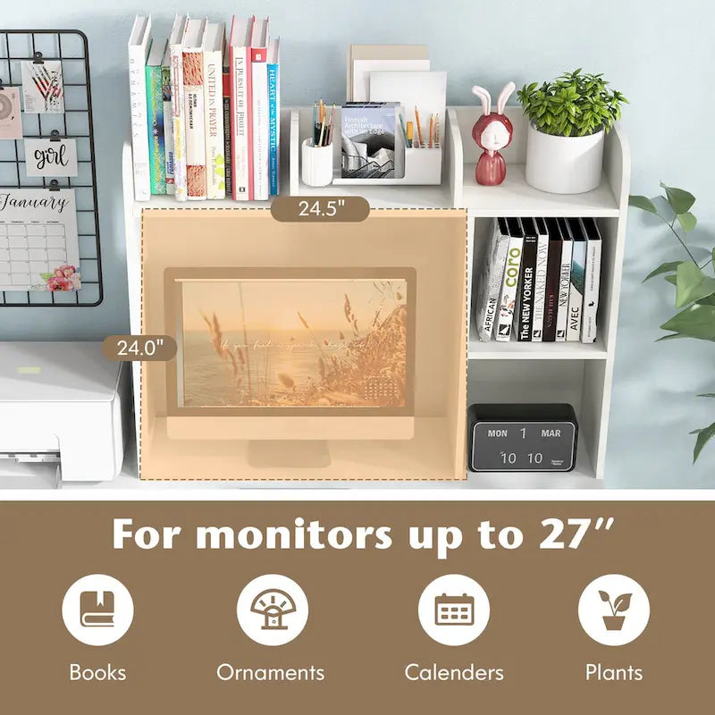 Desk Bookshelf Desktop Storage Organizer Display Shelf Rack