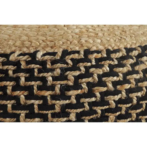 18" Brown and Black Braided Round Pouf Ottoman