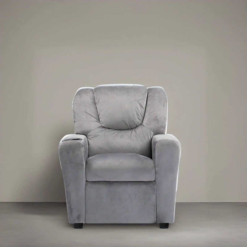 Kids Push Back Recliner Chair with Footrest and Cup Holder