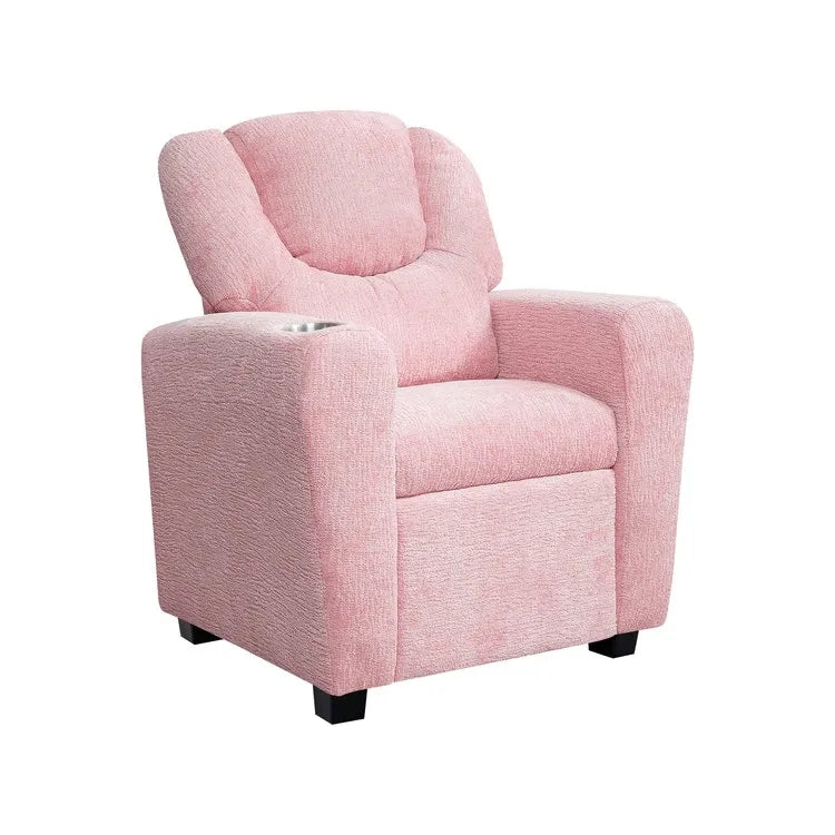 Kids Push Back Recliner Chair with Footrest and Cup Holder