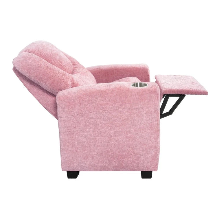 Kids Push Back Recliner Chair with Footrest and Cup Holder