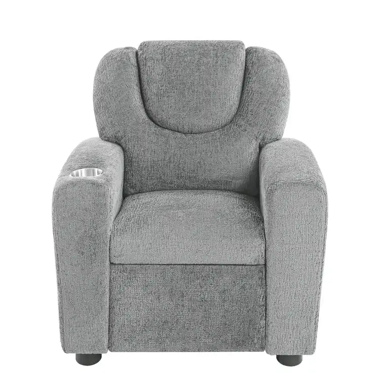 Kids Push Back Recliner Chair with Footrest and Cup Holder