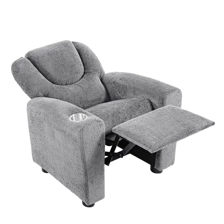 Kids Push Back Recliner Chair with Footrest and Cup Holder