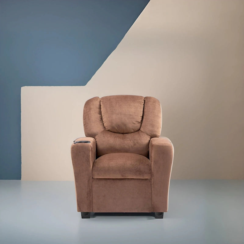 Kids Push Back Recliner Chair with Footrest and Cup Holder