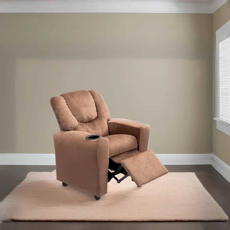 Kids Push Back Recliner Chair with Footrest and Cup Holder