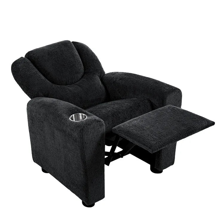 Kids Push Back Recliner Chair with Footrest and Cup Holder