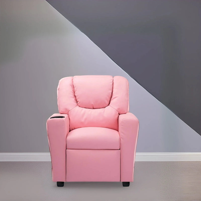 Kids Push Back Recliner Chair with Footrest and Cup Holder