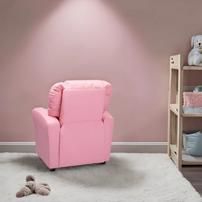 Kids Push Back Recliner Chair with Footrest and Cup Holder