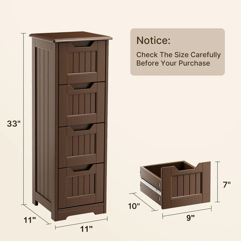 33" Freestanding Storage Cabinet with 4 Drawers