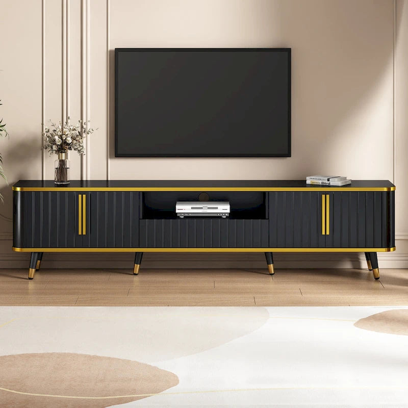 TV Stand Storage Cabinet with Golden Accents - 13.90 x 78.80 x 19.00