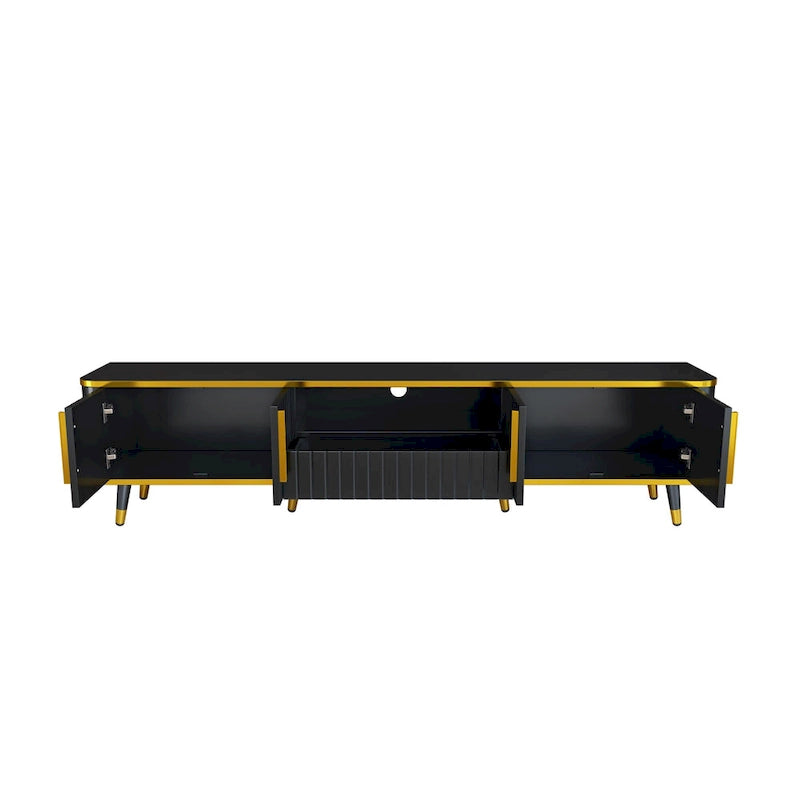 TV Stand Storage Cabinet with Golden Accents - 13.90 x 78.80 x 19.00