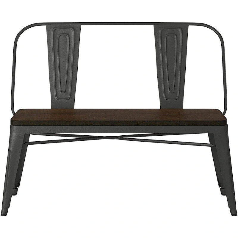 Metal Wood Top Dining Bench