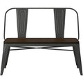 Metal Wood Top Dining Bench