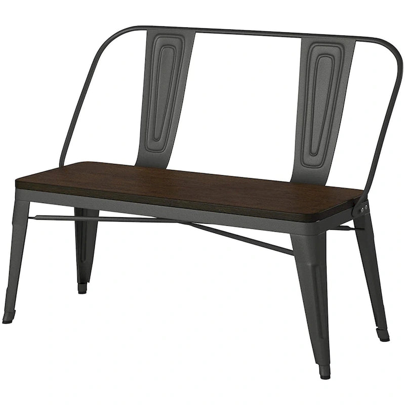 Metal Wood Top Dining Bench