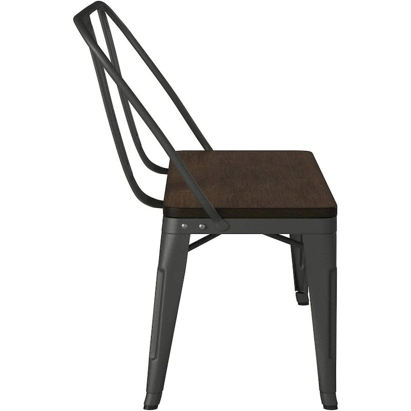 Metal Wood Top Dining Bench