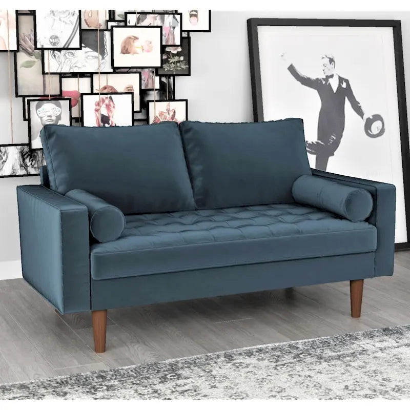 Mid-Century Modern Tufted Velvet Loveseat