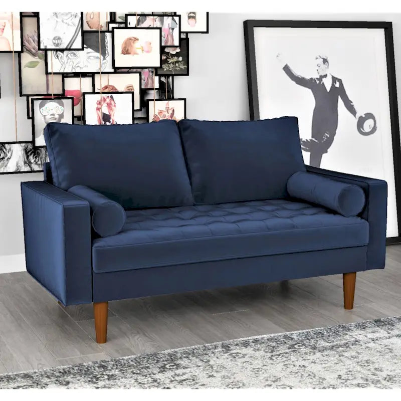 Mid-Century Modern Tufted Velvet Loveseat