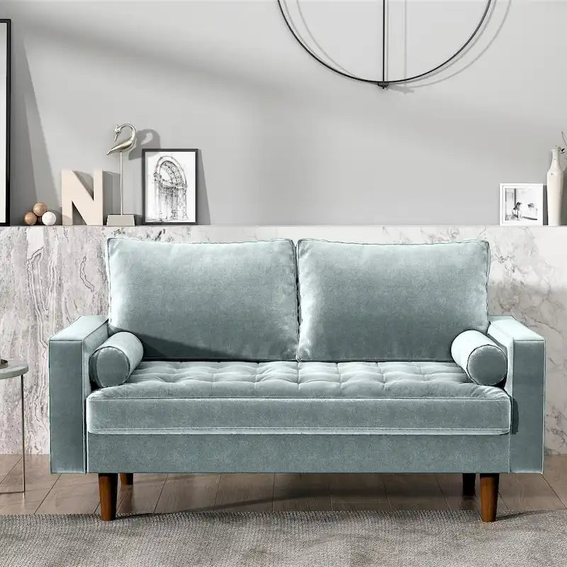 Mid-Century Modern Tufted Velvet Loveseat