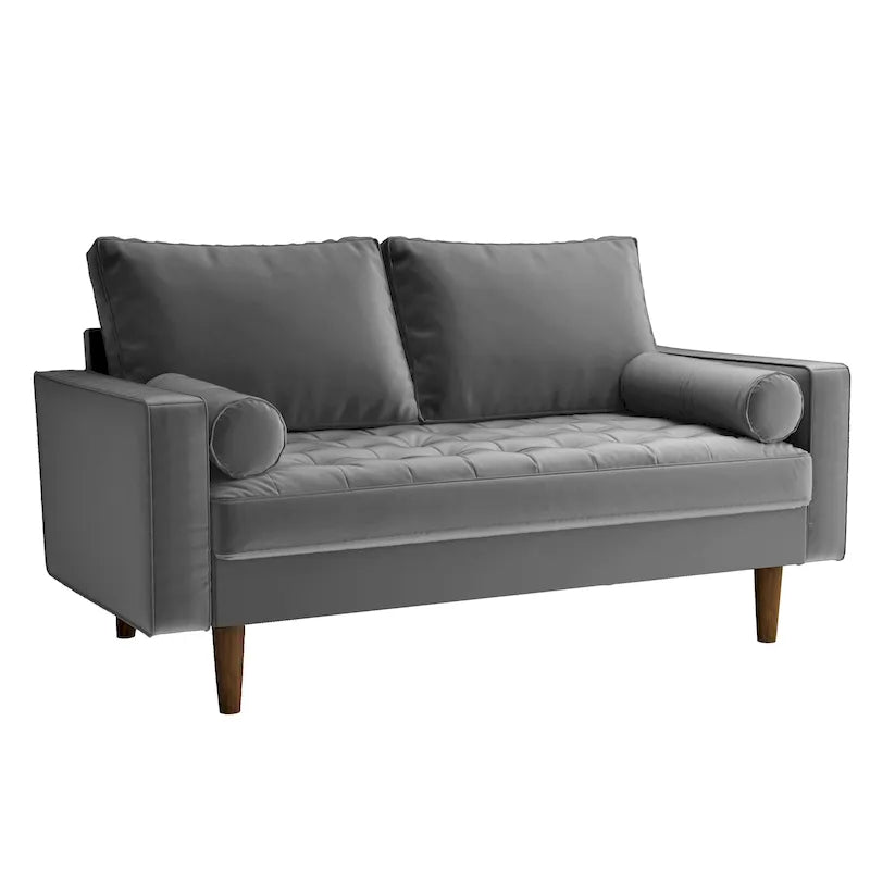 Mid-Century Modern Tufted Velvet Loveseat