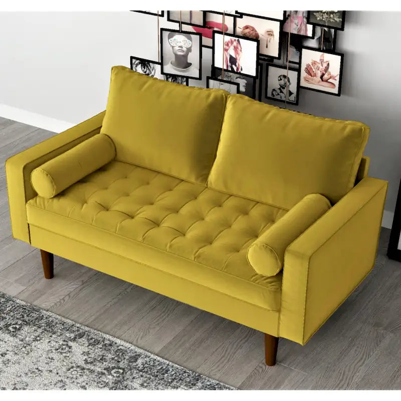 Mid-Century Modern Tufted Velvet Loveseat