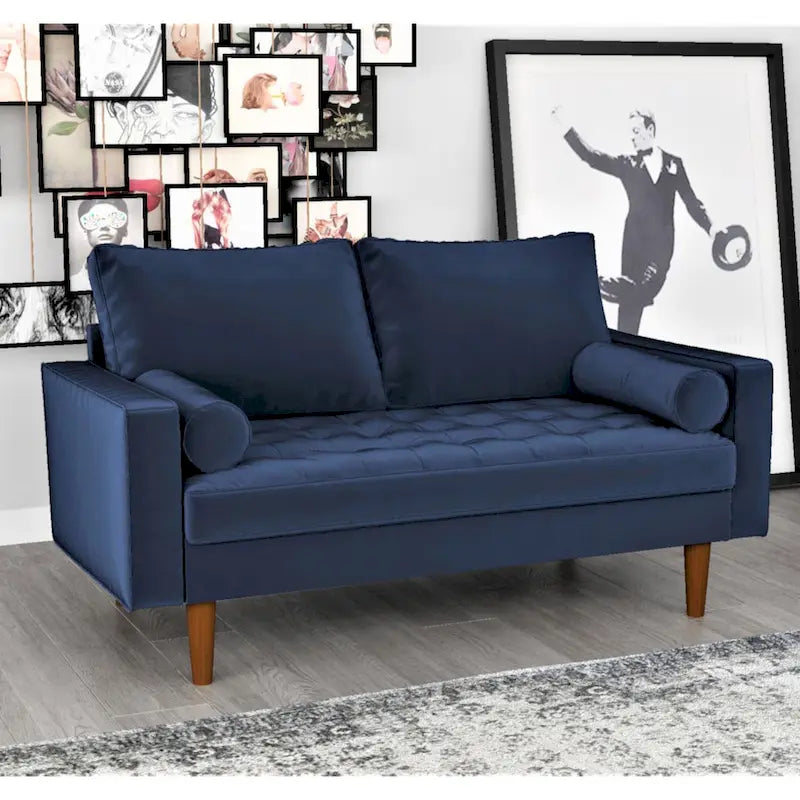 Mid-Century Modern Tufted Velvet Loveseat