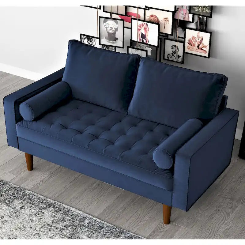 Mid-Century Modern Tufted Velvet Loveseat