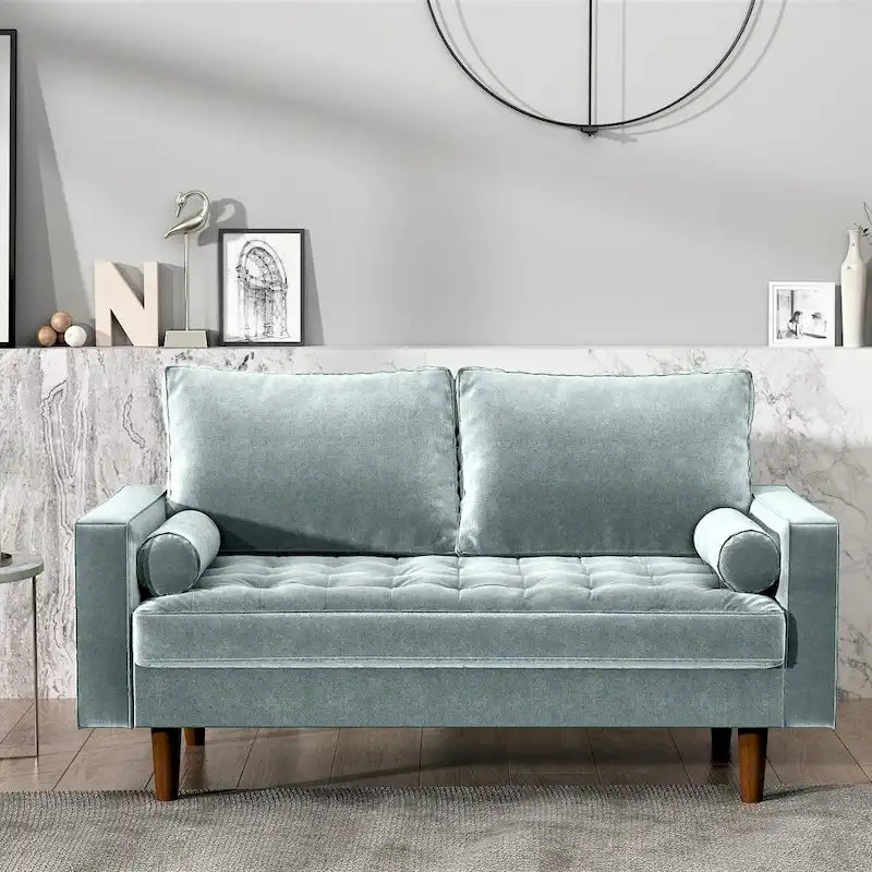 Mid-Century Modern Tufted Velvet Loveseat