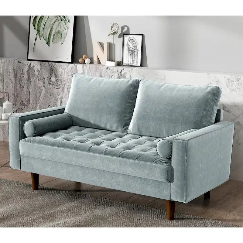 Mid-Century Modern Tufted Velvet Loveseat