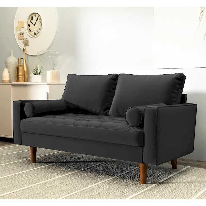 Mid-Century Modern Tufted Velvet Loveseat