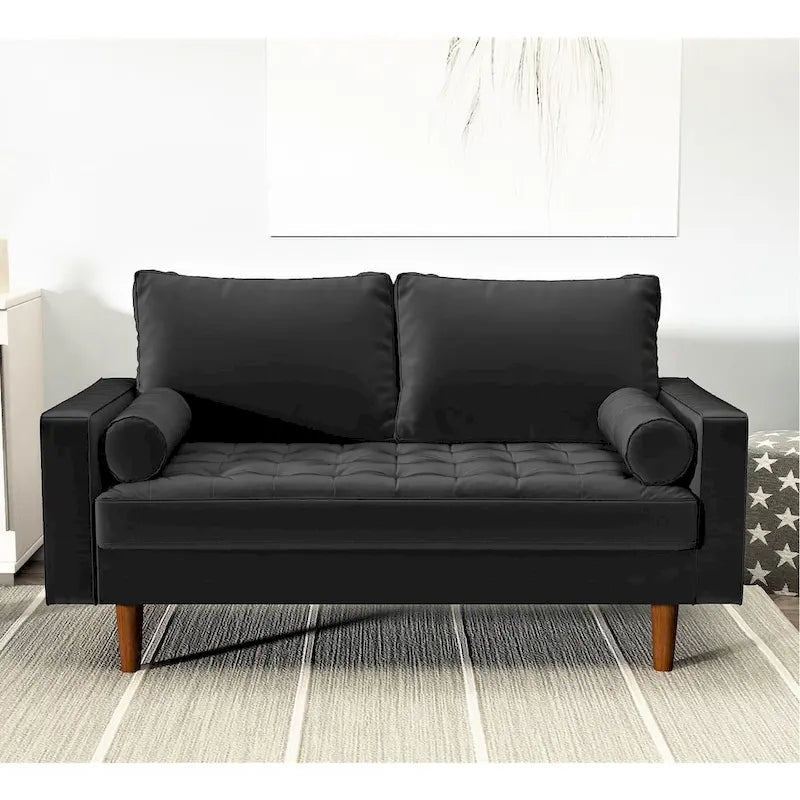 Mid-Century Modern Tufted Velvet Loveseat