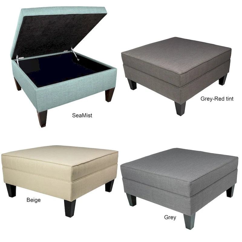 Squared Upholstered Welted Oversized Storage Ottoman