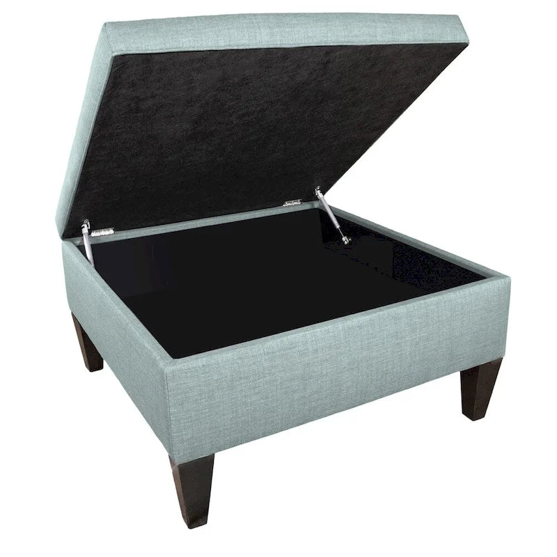 Squared Upholstered Welted Oversized Storage Ottoman