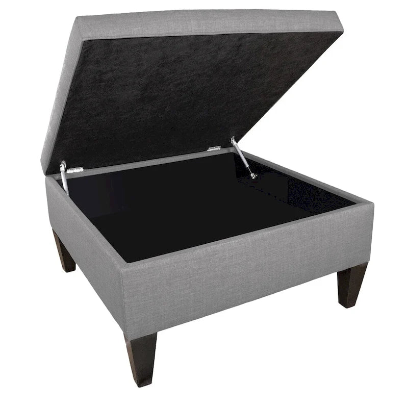 Squared Upholstered Welted Oversized Storage Ottoman