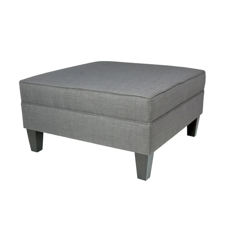 Squared Upholstered Welted Oversized Storage Ottoman