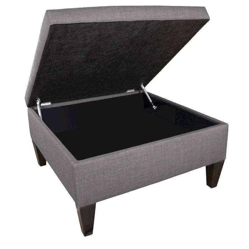 Squared Upholstered Welted Oversized Storage Ottoman