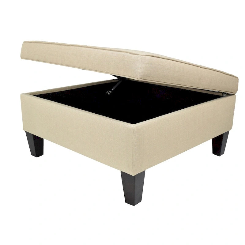 Squared Upholstered Welted Oversized Storage Ottoman