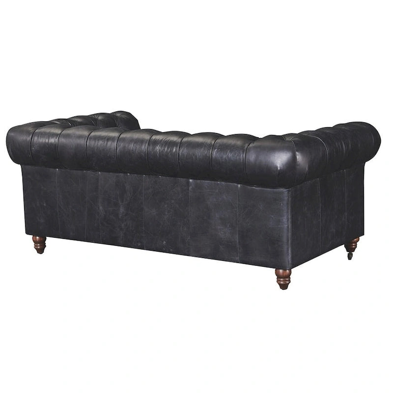 Chesterfield Love Seat - Light Chestnut Leather